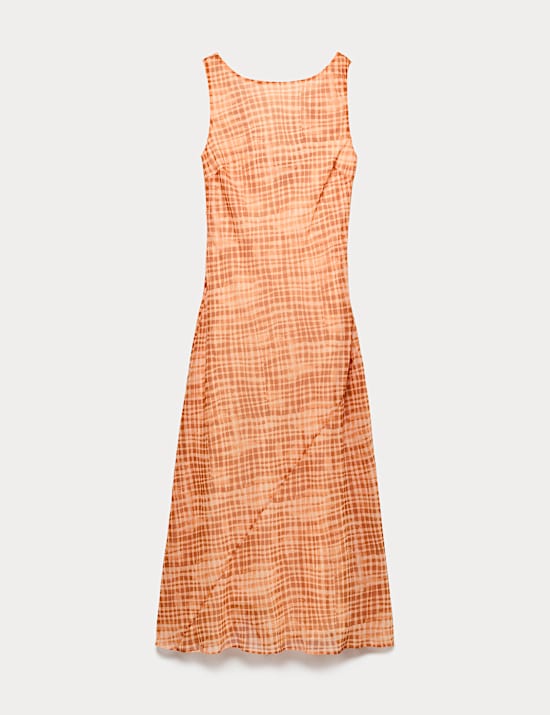 Chiffon Checked Midi Column Dress