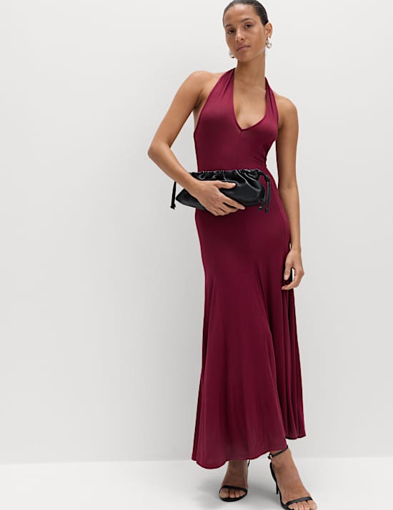 Jersey Halter Neck Midaxi Column Dress