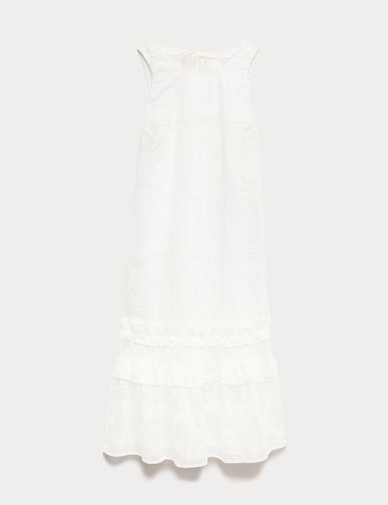 Lyocell Rich Broderie Midi Tiered Dress