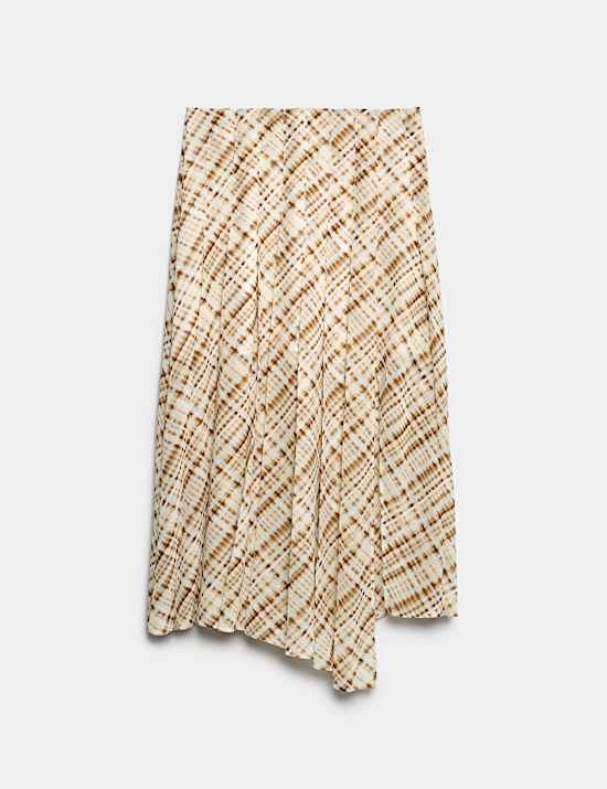 Chiffon Checked Midi A-Line Skirt