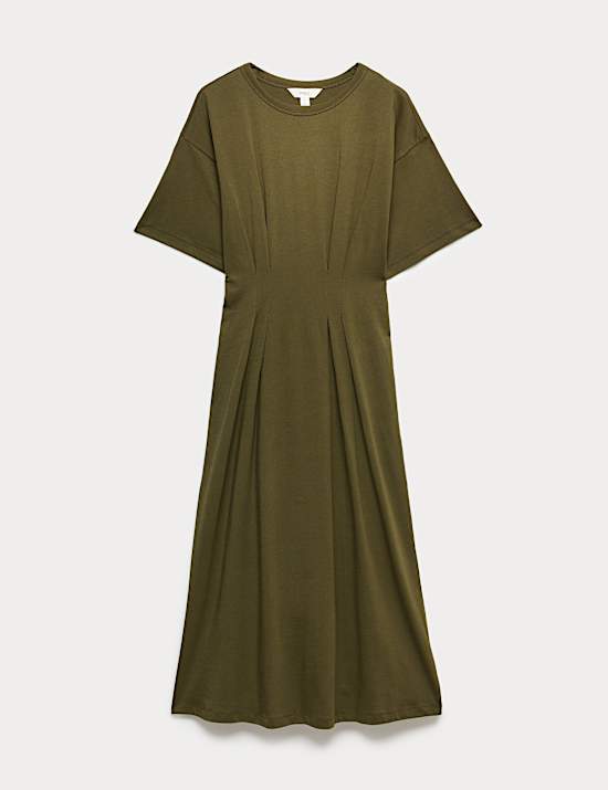 Pure Cotton Waisted Midi T-Shirt Dress