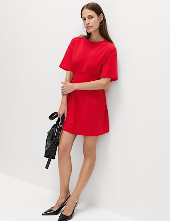 Pure Cotton Waisted Mini T-Shirt Dress