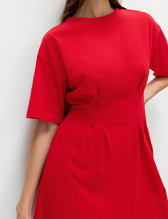 Pure Cotton Waisted Mini T-Shirt Dress