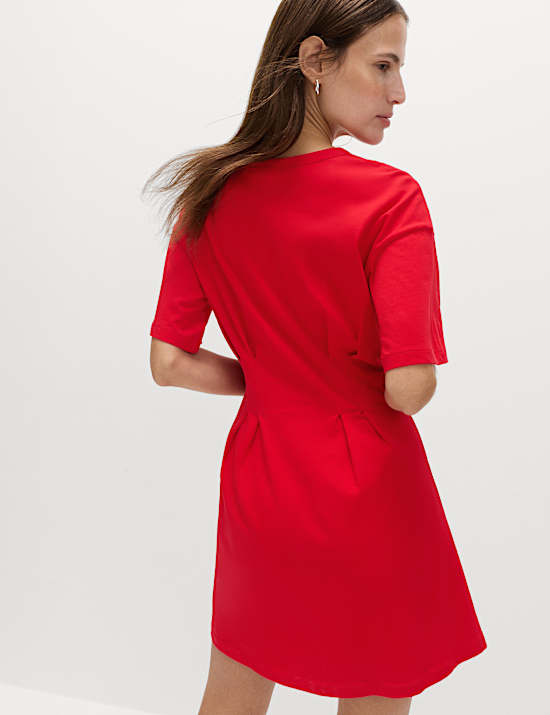 Pure Cotton Waisted Mini T-Shirt Dress