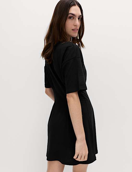 Pure Cotton Waisted Mini T-Shirt Dress