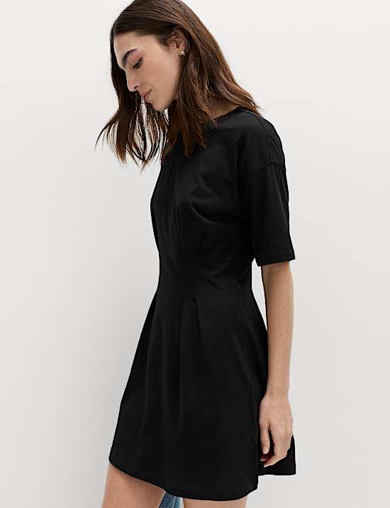 Pure Cotton Waisted Mini T-Shirt Dress