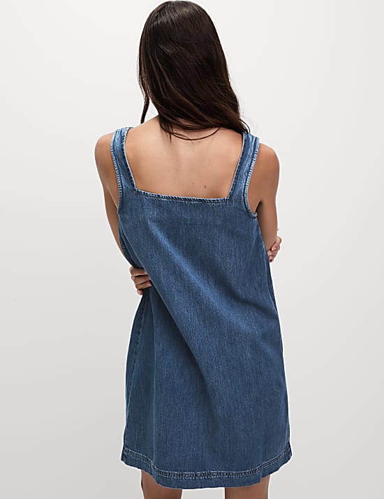 Pure Cotton Denim Mini Shift Dress