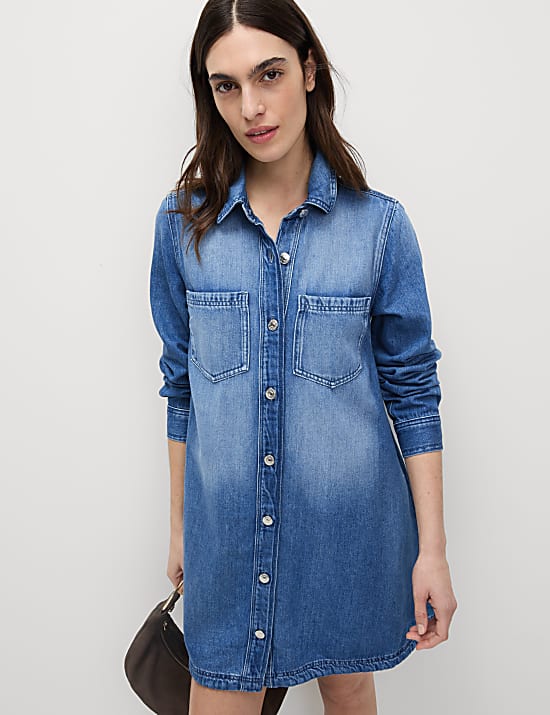 Denim Mini Shirt Dress