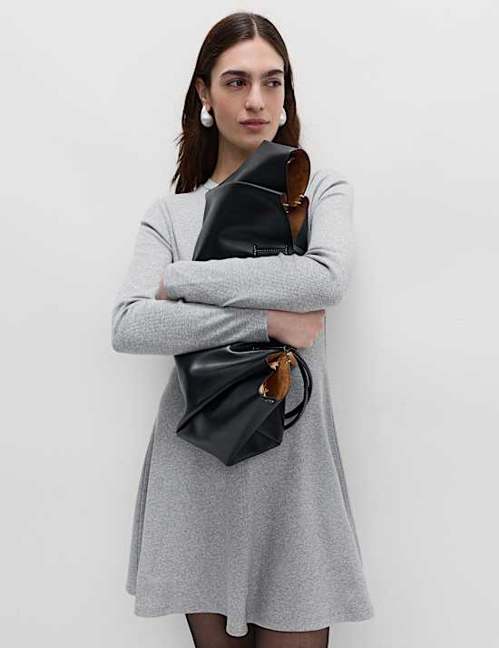 Cotton Rich Ribbed Mini Skater Dress