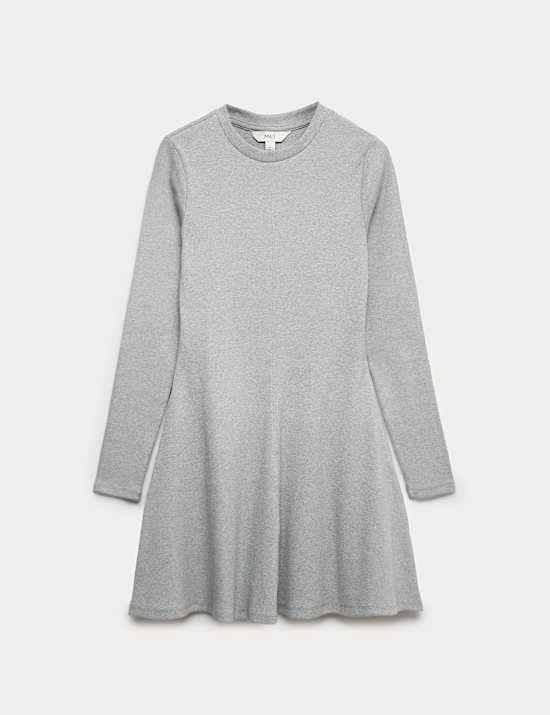 Cotton Rich Ribbed Mini Skater Dress