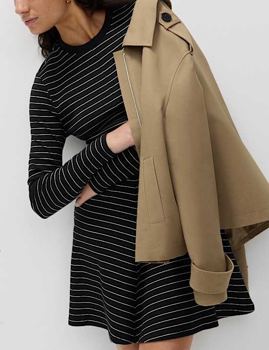 Cotton Rich Ribbed Mini Skater Dress