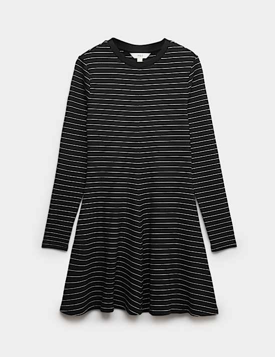 Cotton Rich Ribbed Mini Skater Dress