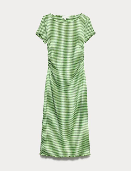 Textured Gingham Midi Column Dress