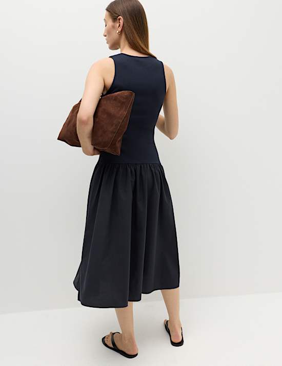 Robe midi en jersey c&ocirc;tel&eacute; &agrave; taille basse
