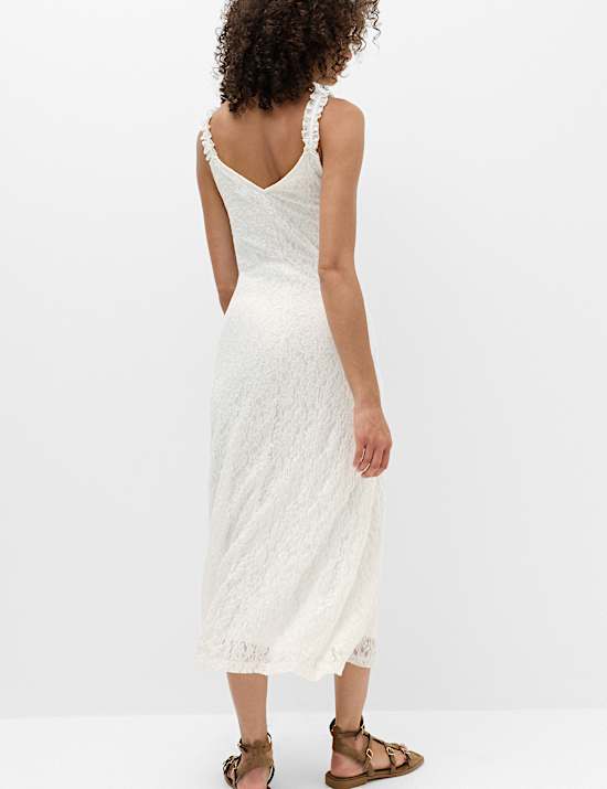 Jersey Lace Trim Midi Bodycon Dress