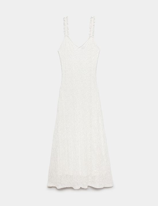 Jersey Lace Trim Midi Bodycon Dress