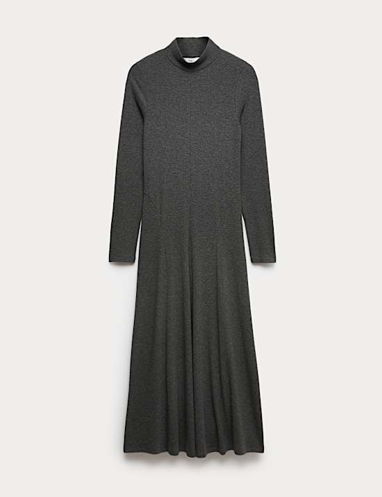 Jersey Ribbed Midi Column Dress