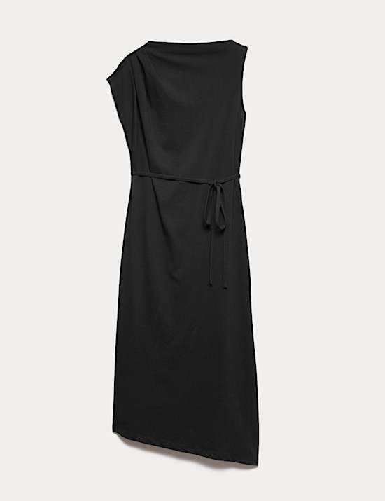 Pure Cotton Tie Waist Midi Column Dress