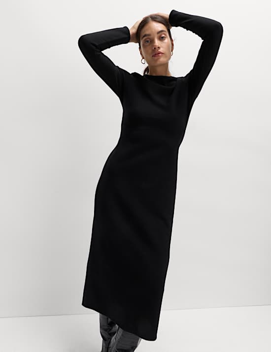 Robe midi coupe droite confortable en coton