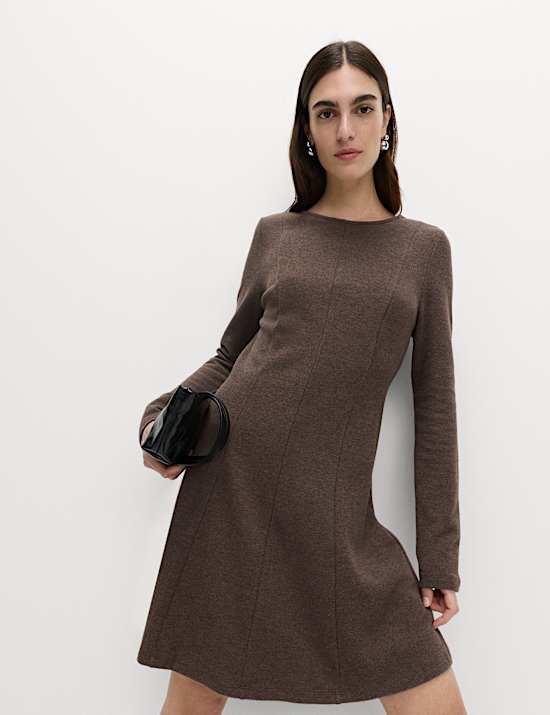 Jersey Round Neck Mini Skater Dress