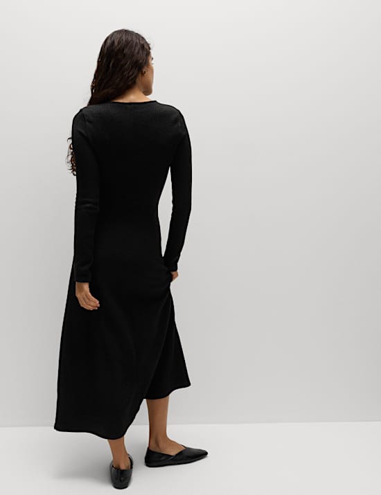 Knitted Crew Neck Midi Skater Dress