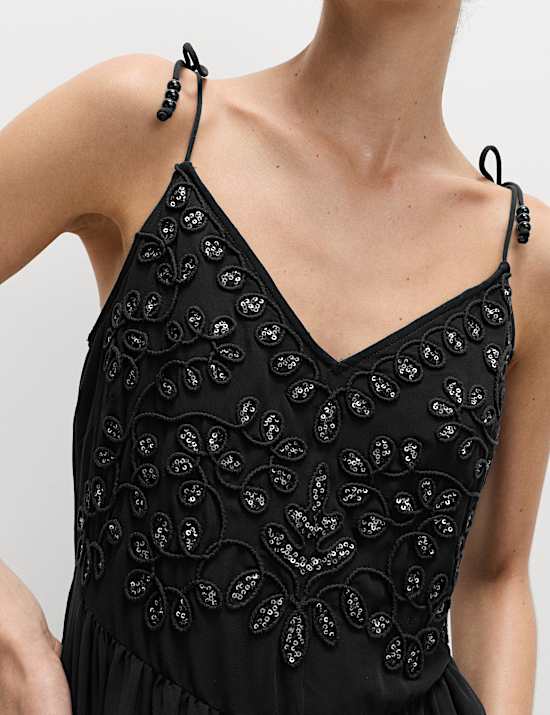 Embellished Sweetheart Neckline Midi Cami Dress