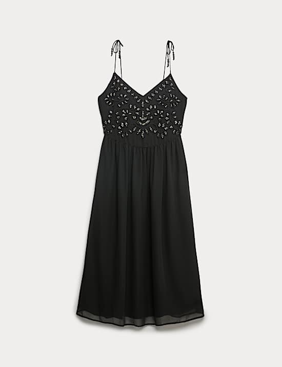 Embellished Sweetheart Neckline Midi Cami Dress
