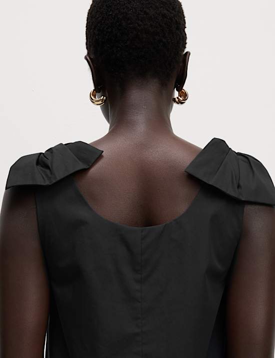 Pure Cotton Bow Detail Mini Column Dress