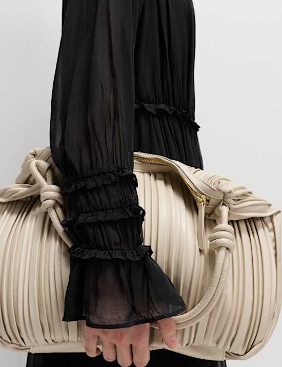 Durchsichtiges tailliertes Midikleid mit Rüschendetail