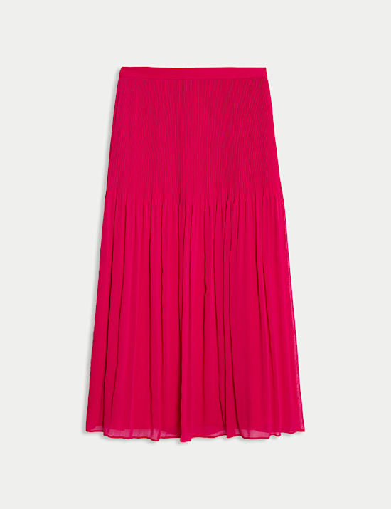 Plisovan&aacute; midaxi sukně &aacute;čkov&eacute;ho střihu s vysok&yacute;m pasem