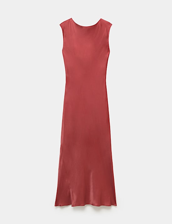Satin Tie Detail Midi Slip Dress