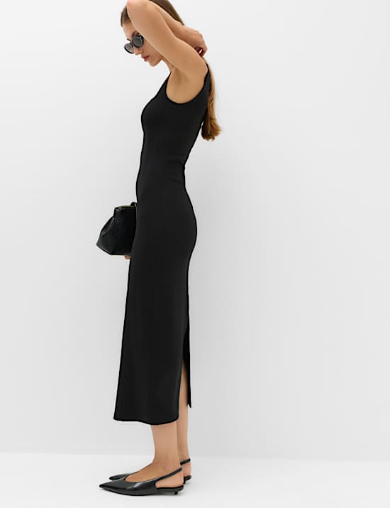 Jersey Square Neck Midi Bodycon Dress