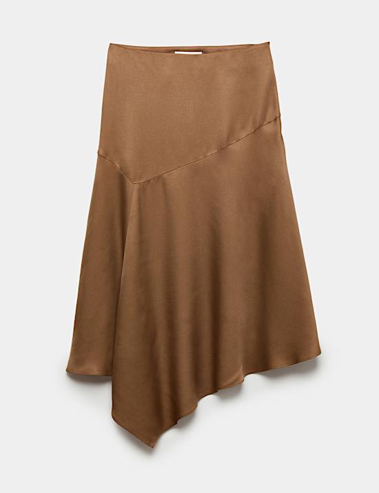 Satin Midi Asymmetric Skirt