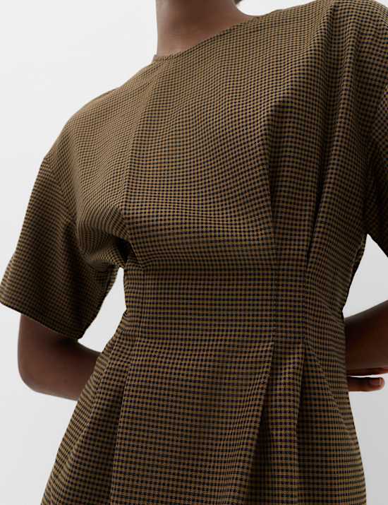 Checked Mini Waisted Dress
