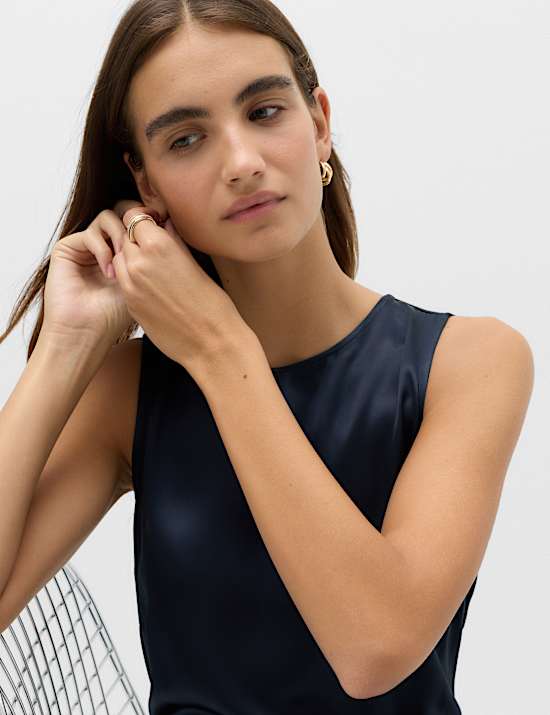 Satin Scarf Detail Satin Midaxi Column Dress