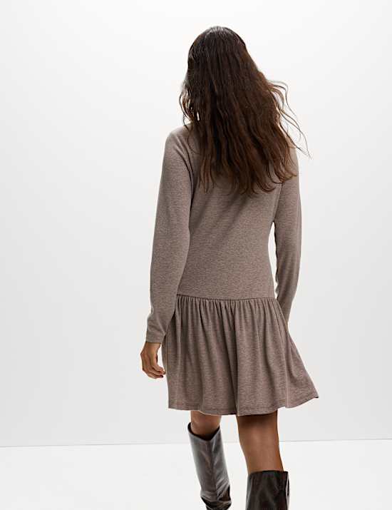 Jersey Drop Waist Mini Skater Dress