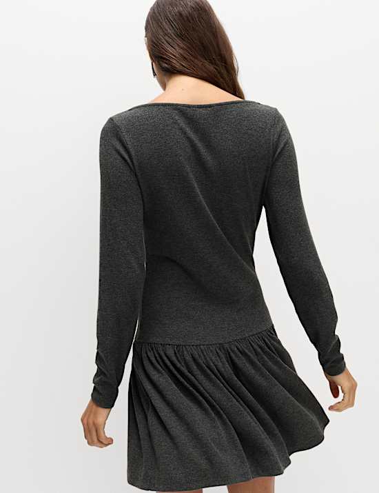 Jersey Drop Waist Mini Skater Dress