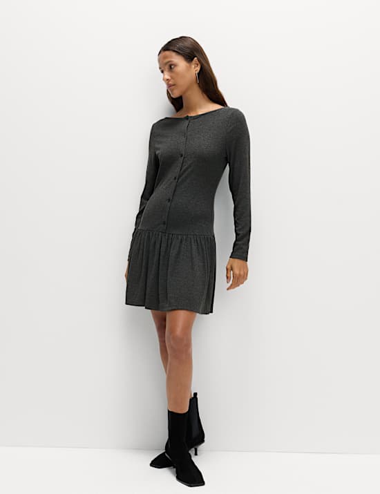 Jersey Drop Waist Mini Skater Dress