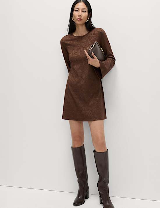 Jersey Ribbed Sparkly Mini Skater Dress