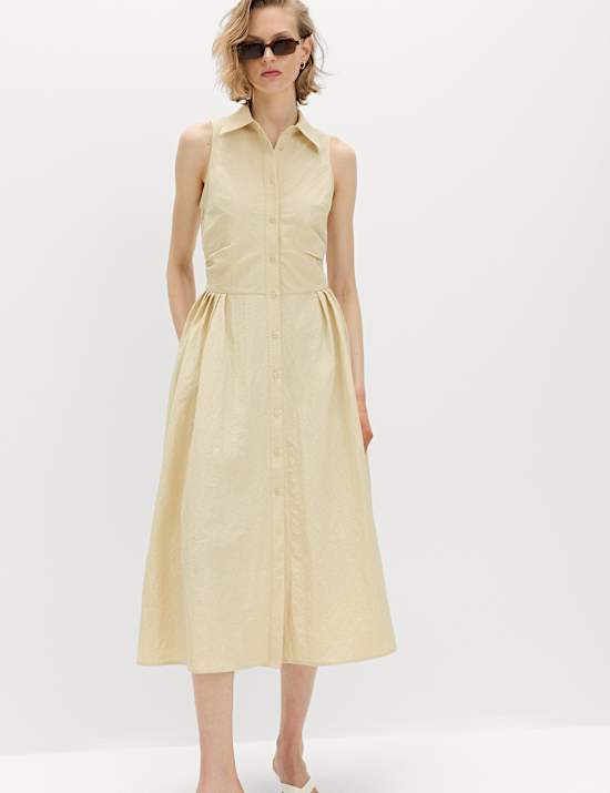 Button Through Midi Shirt Dress