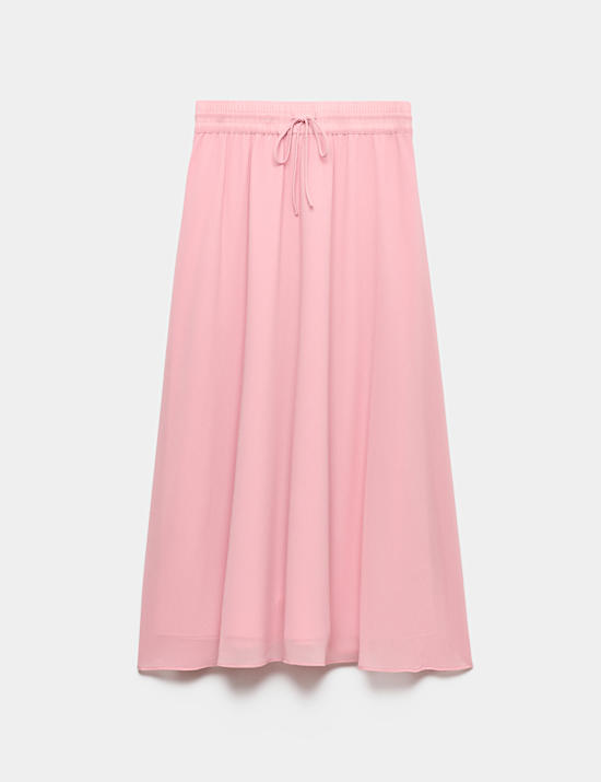Tie Waist Midi A-Line Skirt