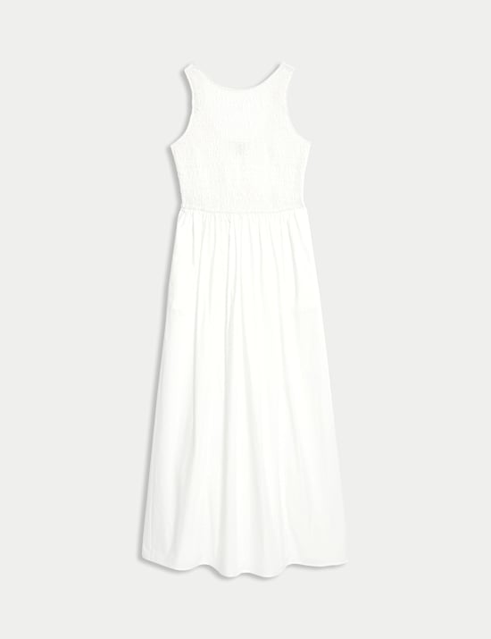 Pure Cotton Shirred Waisted Maxi Dress