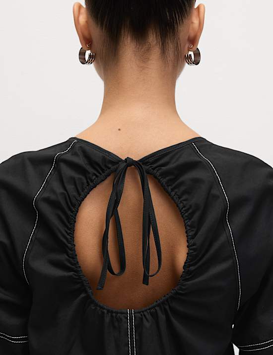 Gaun Terusan Katun Murni Mini Relaxed