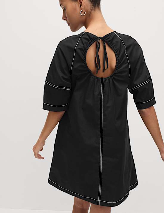 Gaun Terusan Katun Murni Mini Relaxed