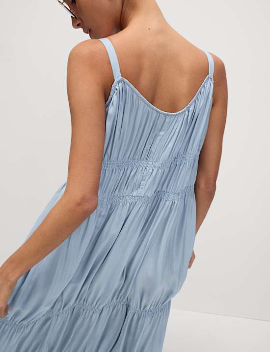 Pintuck Maxi Relaxed Tiered Cami Dress