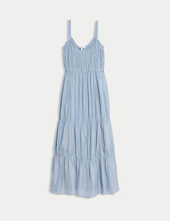 Pintuck Maxi Relaxed Tiered Cami Dress