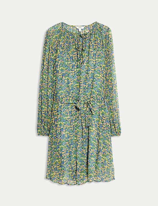 Floral V-Neck Mini Relaxed Smock Dress
