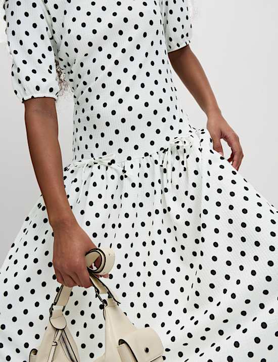 Polka Dot Midi Waisted Dress
