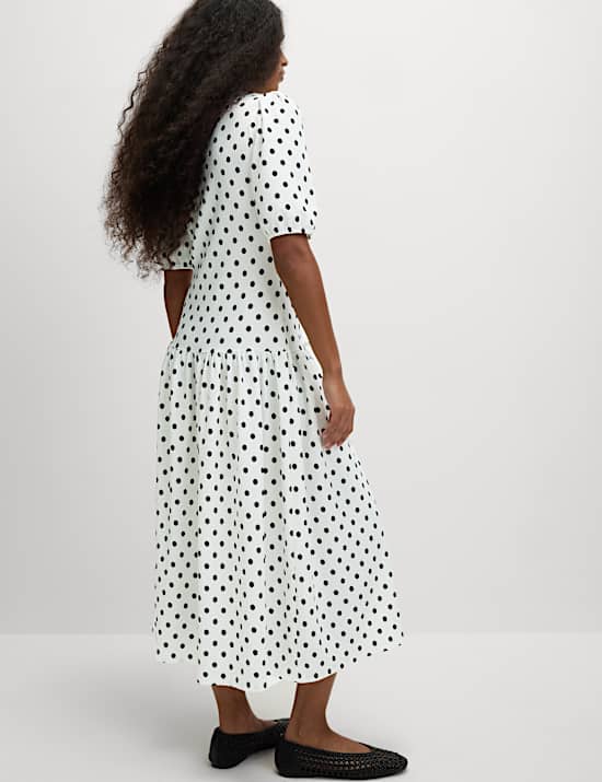 Polka Dot Midi Waisted Dress