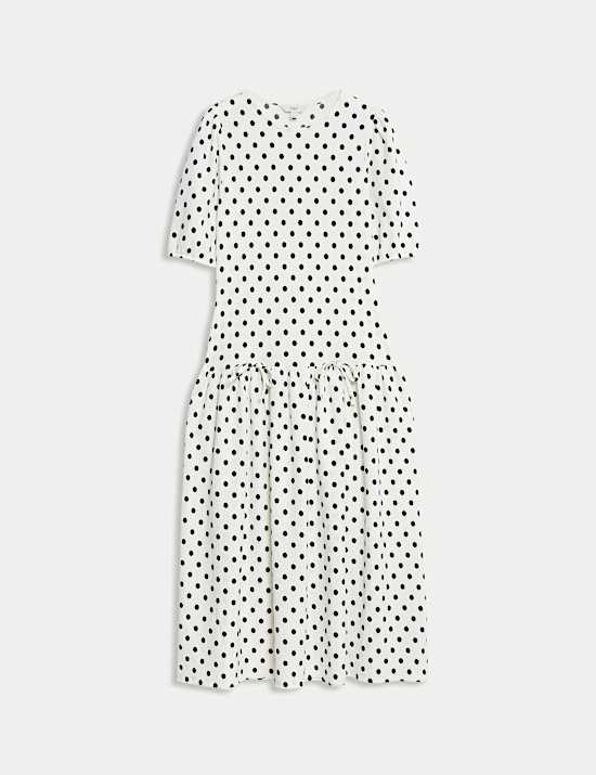 Polka Dot Midi Waisted Dress